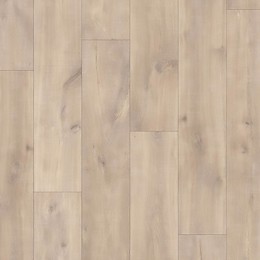 Suelo laminado Quick-Step Roble Havanna Natural con textura de cortes de sierra.