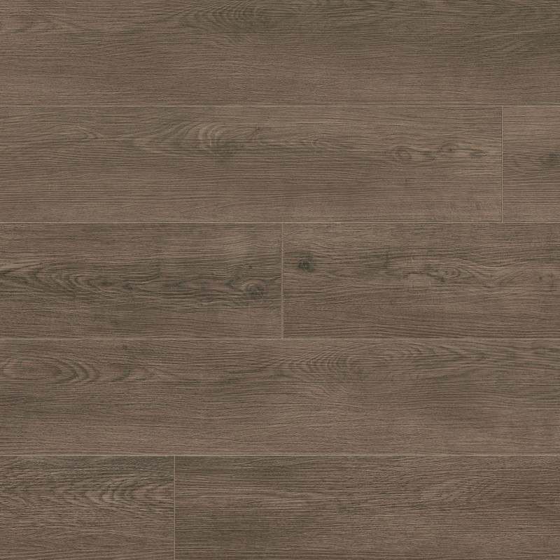 Suelo vinílico efecto madera oscura Lunar Oak en interior contemporáneo y elegante.