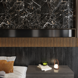 Ambientes sofisticados con panel SPC negro brillante FastPanel.