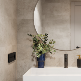 Panel SPC Concrete Beige, diseño efecto hormigón cálido que aporta modernidad y confort a interiores.