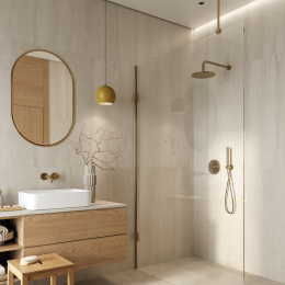 Panel decorativo SPC Mineral Sand, revestimiento mural de tono arena cálido y elegante.